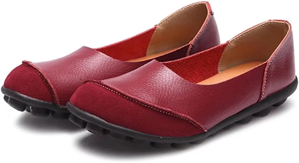 Women's Cowhide Leather Loafers Flats Moccasins Slip-On