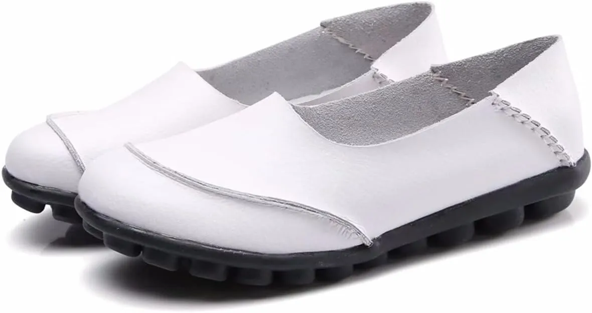 Women's Cowhide Leather Loafers Flats Moccasins Slip-On