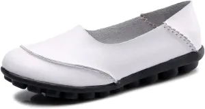 Women's Cowhide Leather Loafers Flats Moccasins Slip-On