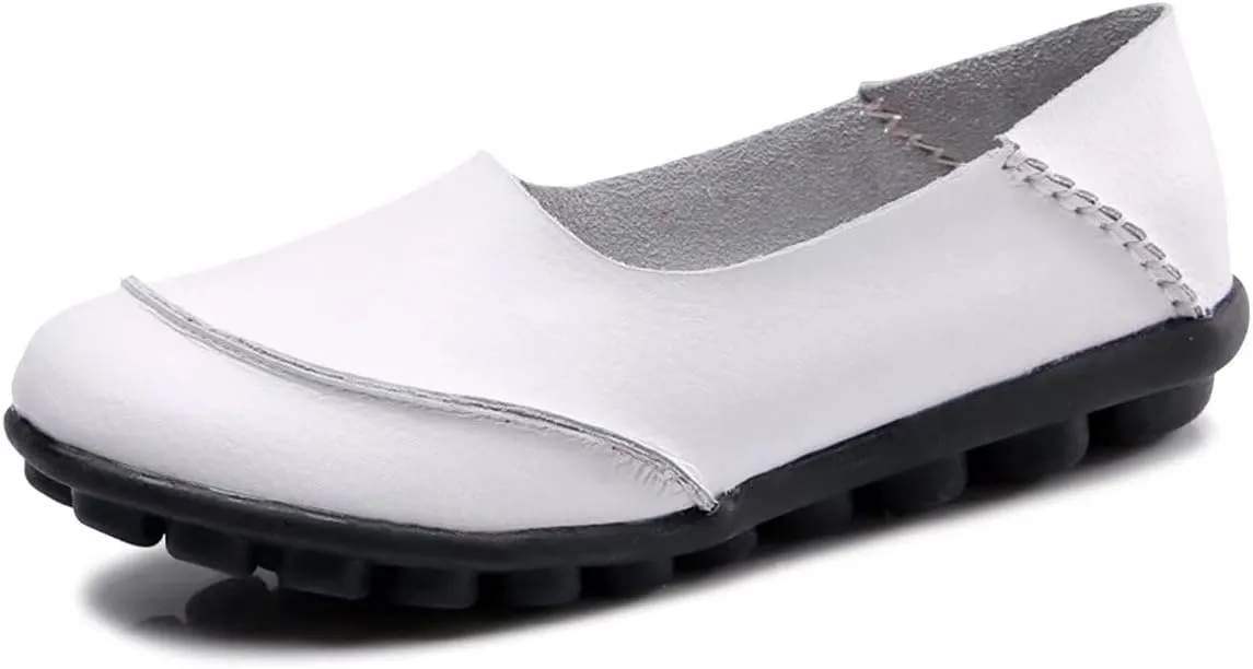 Women's Cowhide Leather Loafers Flats Moccasins Slip-On
