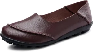Women's Cowhide Leather Loafers Flats Moccasins Slip-On