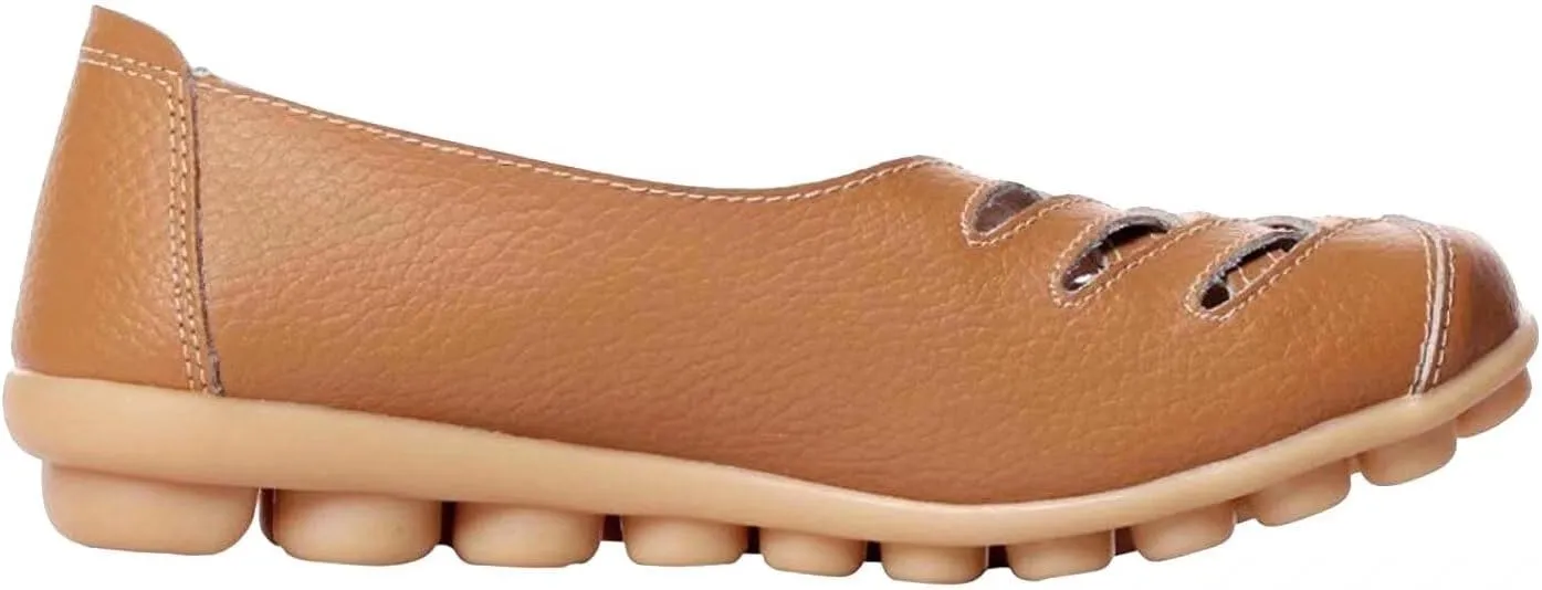 Women's Cowhide Leather Loafers Flats Sandals Slip-On
