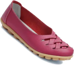 Women's Cowhide Leather Loafers Flats Sandals Slip-On