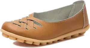 Women's Cowhide Leather Loafers Flats Sandals Slip-On