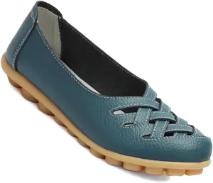Women's Cowhide Leather Loafers Flats Sandals Slip-On