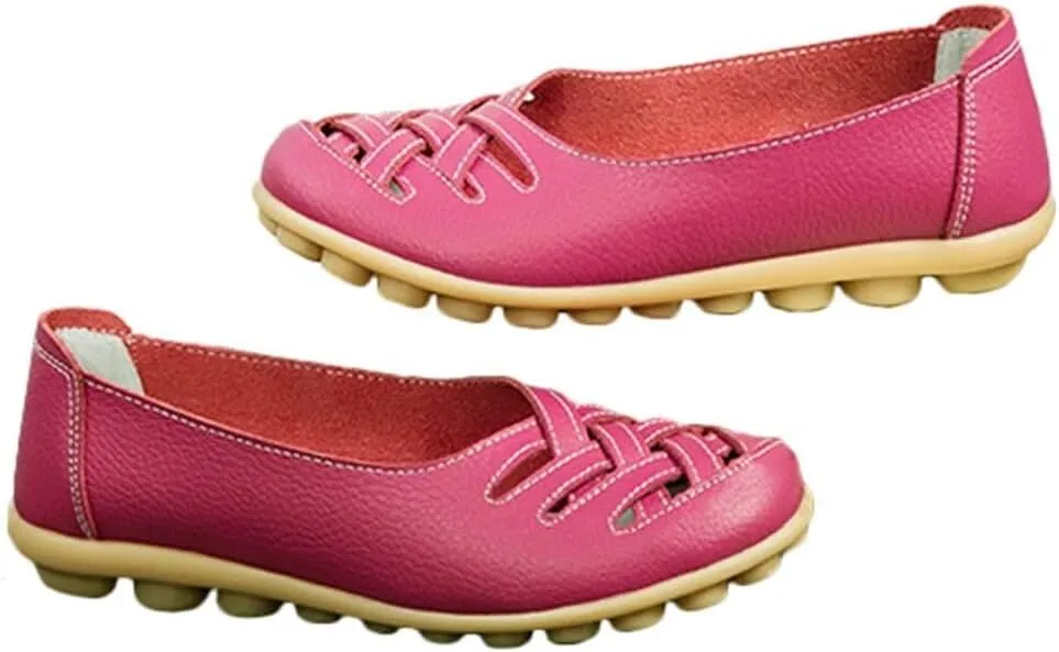 Women's Cowhide Leather Loafers Flats Sandals Slip-On