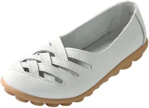 Women's Cowhide Loafers Flats Sandals Slip-On Driving Shoes