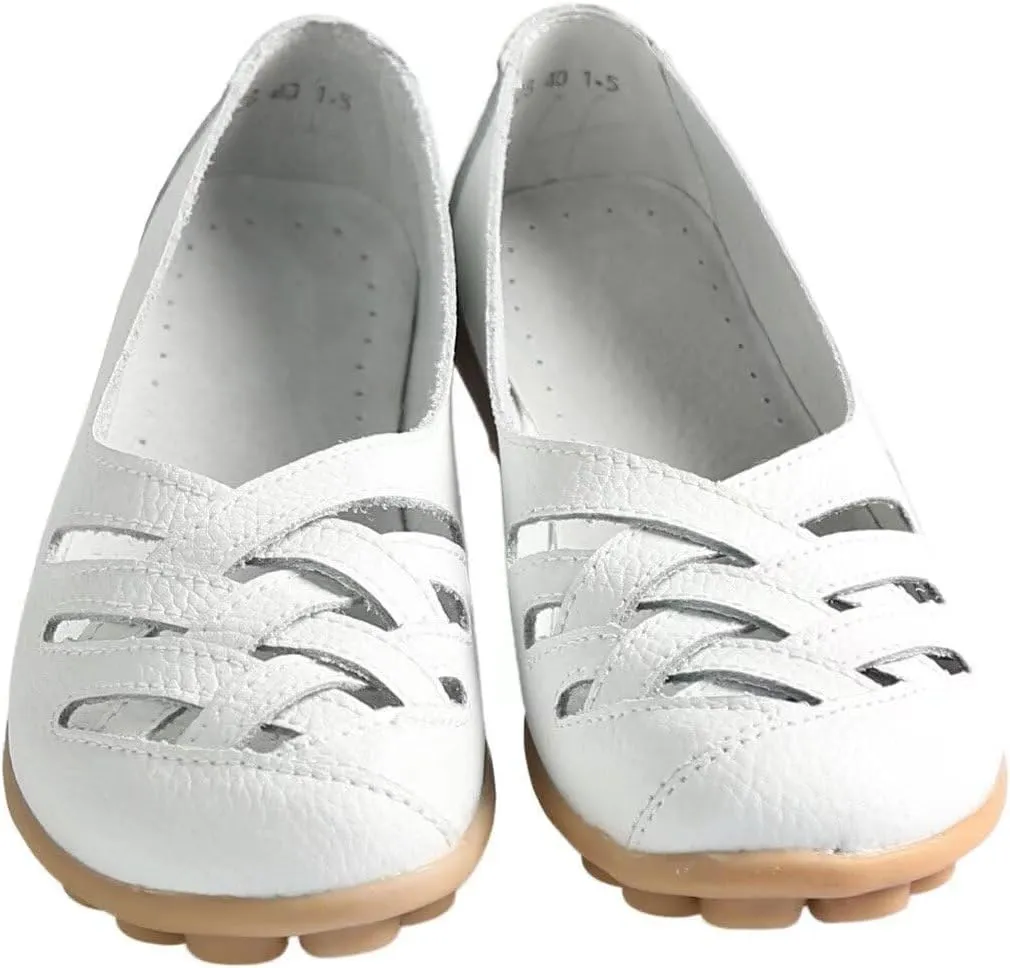 Women's Cowhide Loafers Flats Sandals Slip-On Driving Shoes