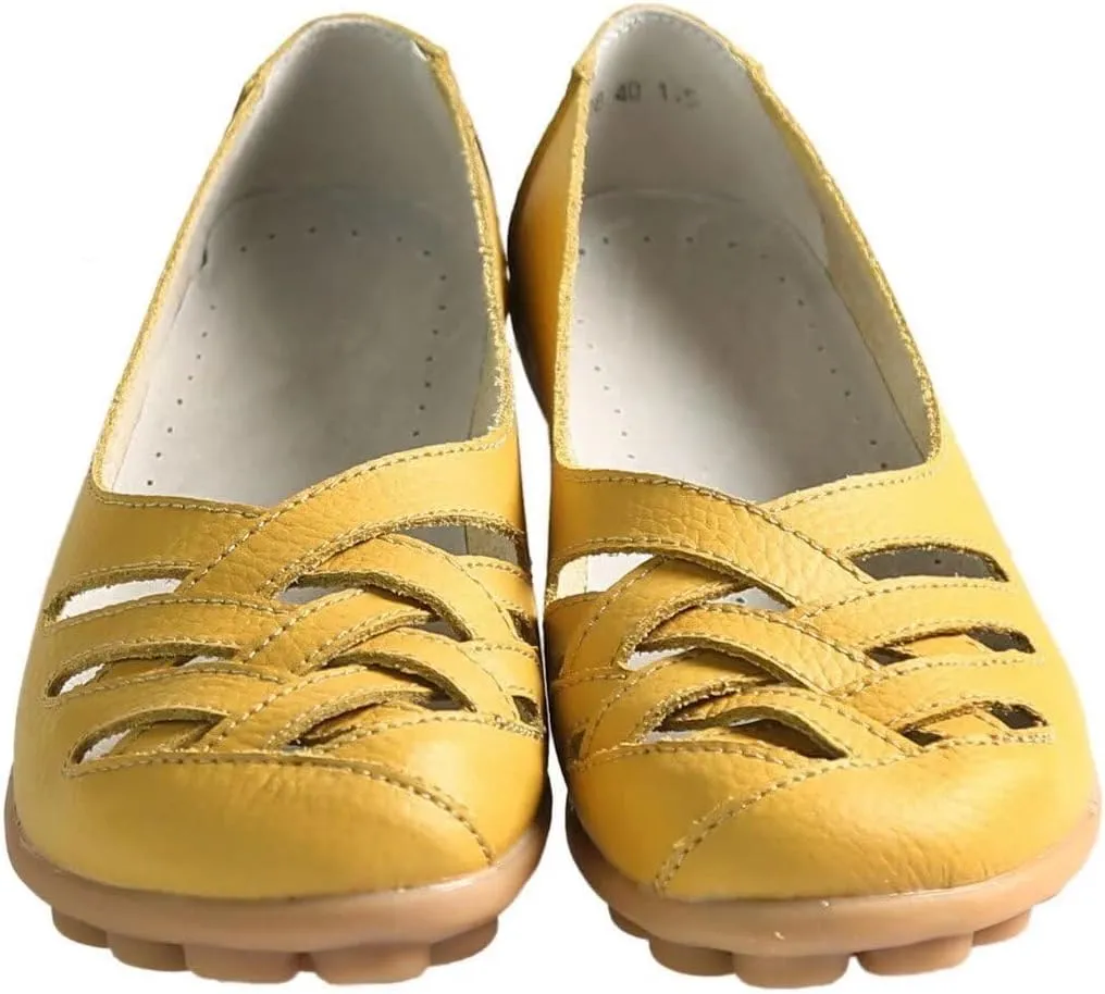 Women's Cowhide Loafers Flats Sandals Slip-On Driving Shoes