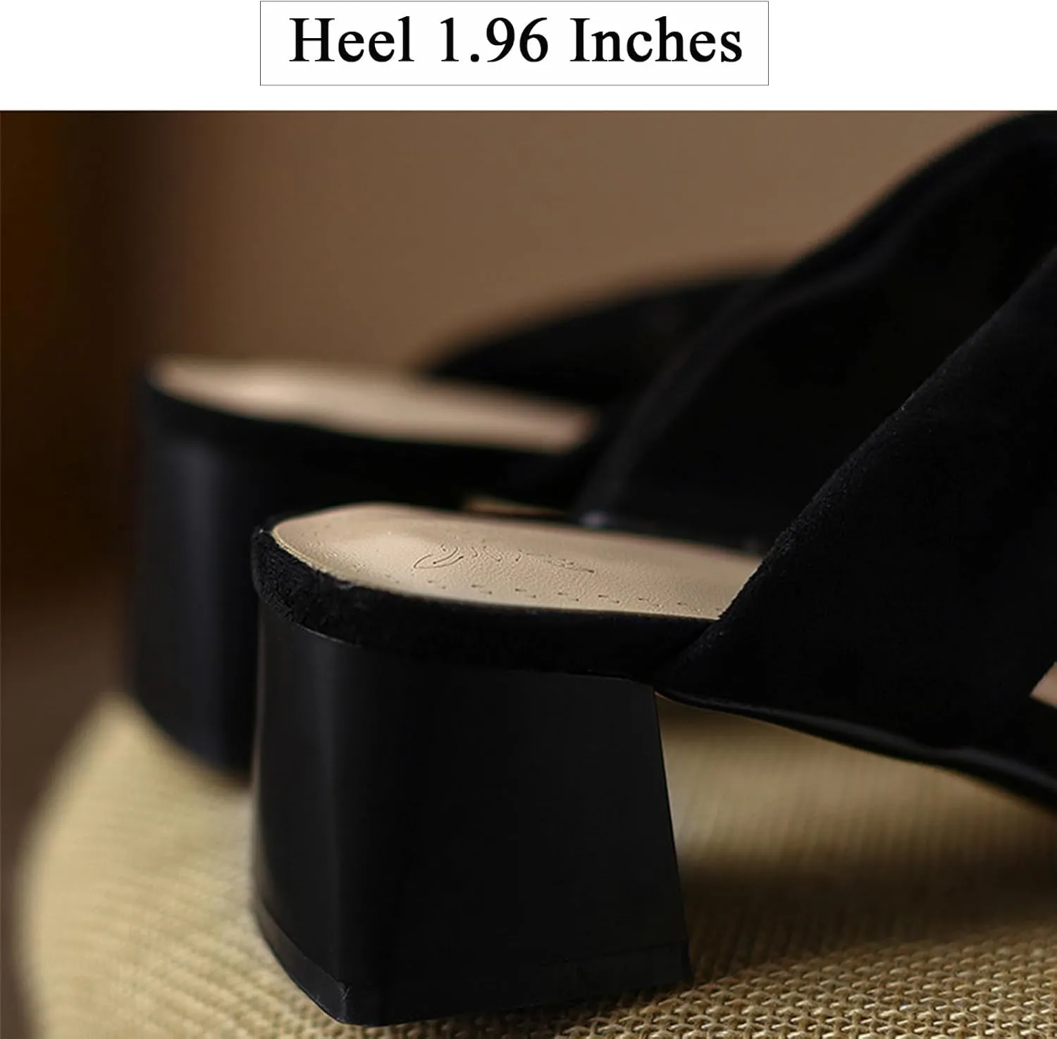 Women'S Elegant Suede Chunky Block Heel Mule Sandals closed Pointed Toe Slip On Comfy Soft backless Pumps Shoes For Sexy Cute Party Wedding Shoes