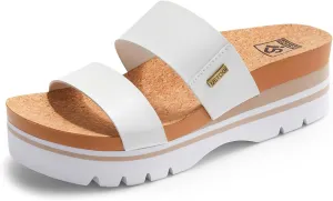 Women's Higher Platform Sandals Arch Support Beach Slides for Woman Orthotic Summer Causal Cork Footbed Slip on Cushion Cute 2 Strap Flatform 2.2IN sandalias de mujer
