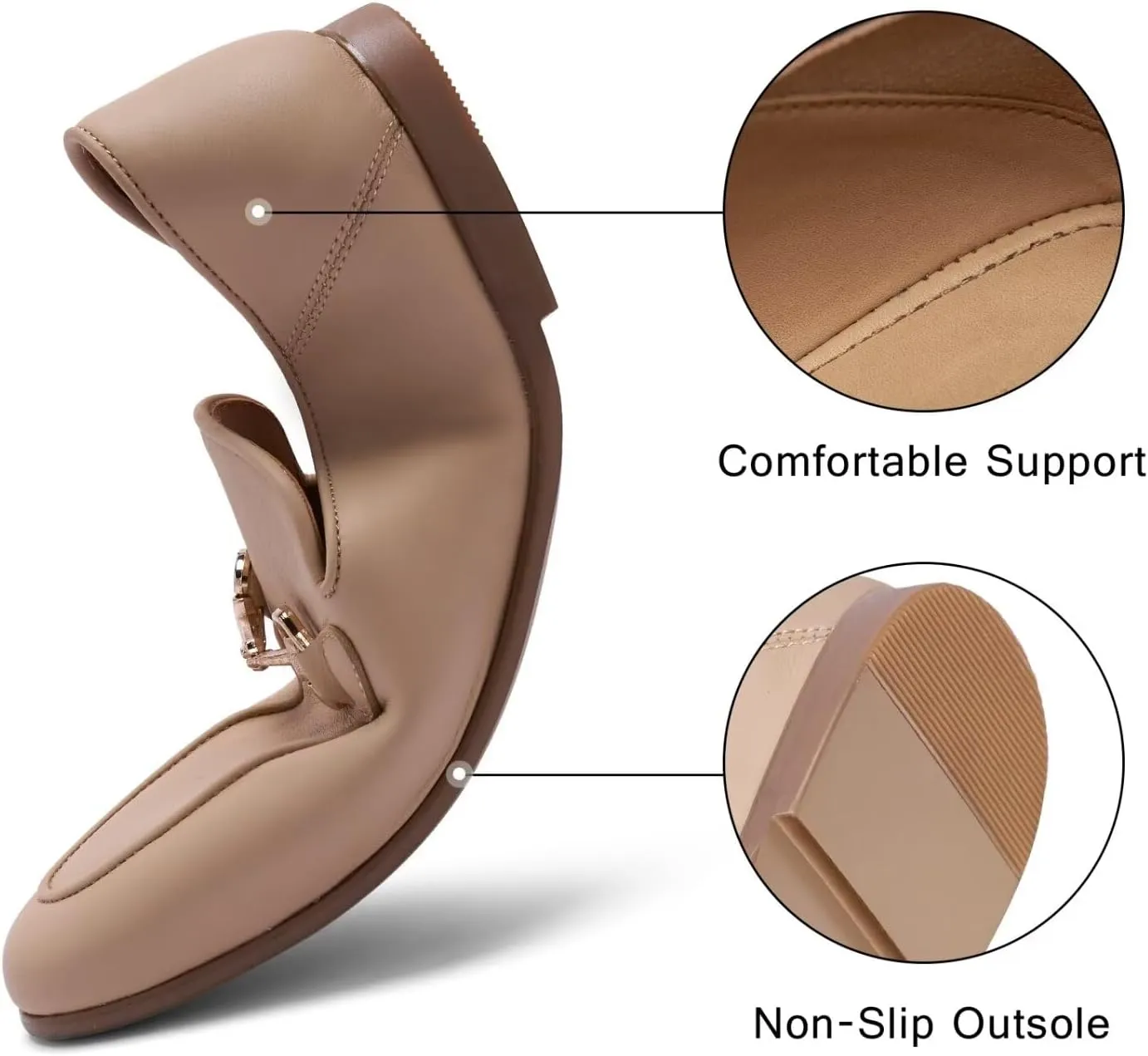 Women's Leather Loafer,Casual Ballet Loafers Shoes,Sleek Loafers Slip on Shoes for Women,Soft Comfort Ballerina Flat Shoes for Ladies