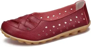 Women's Leather Loafers Flats Sandals Slip-On