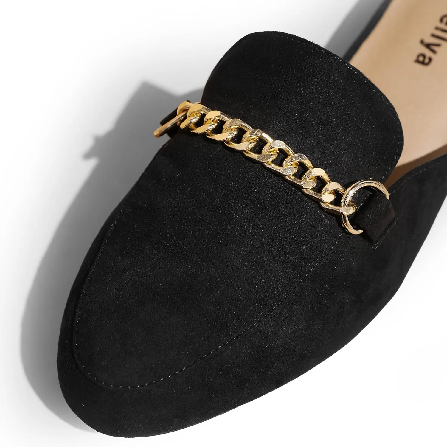 Womens Leopard Mules - Wide Width, Backless Loafers for Wide Feet - Black, Size 6-13