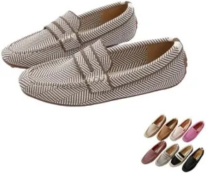 Women’s Lightweight Knit Loafers Driving Loafer,Slip On Flat Boat Shoes Flat Bottom Breathable Loafer Shoes