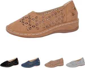 Womens Loafers Comfortable Dressy Wide Width Hollow Out Closed Toe Shoes Breathable Walking Sandals Slip On Summer Sandals Soft Flats for Women Casual Lightweight