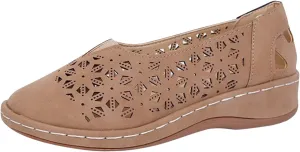 Womens Loafers Summer Comfortable Dressy Soft Plat Sandals Breathable Hollow Out Office Work Shoes Closed Toe Low Heel Walking Slip On Sandal for Women Casual Lightweight