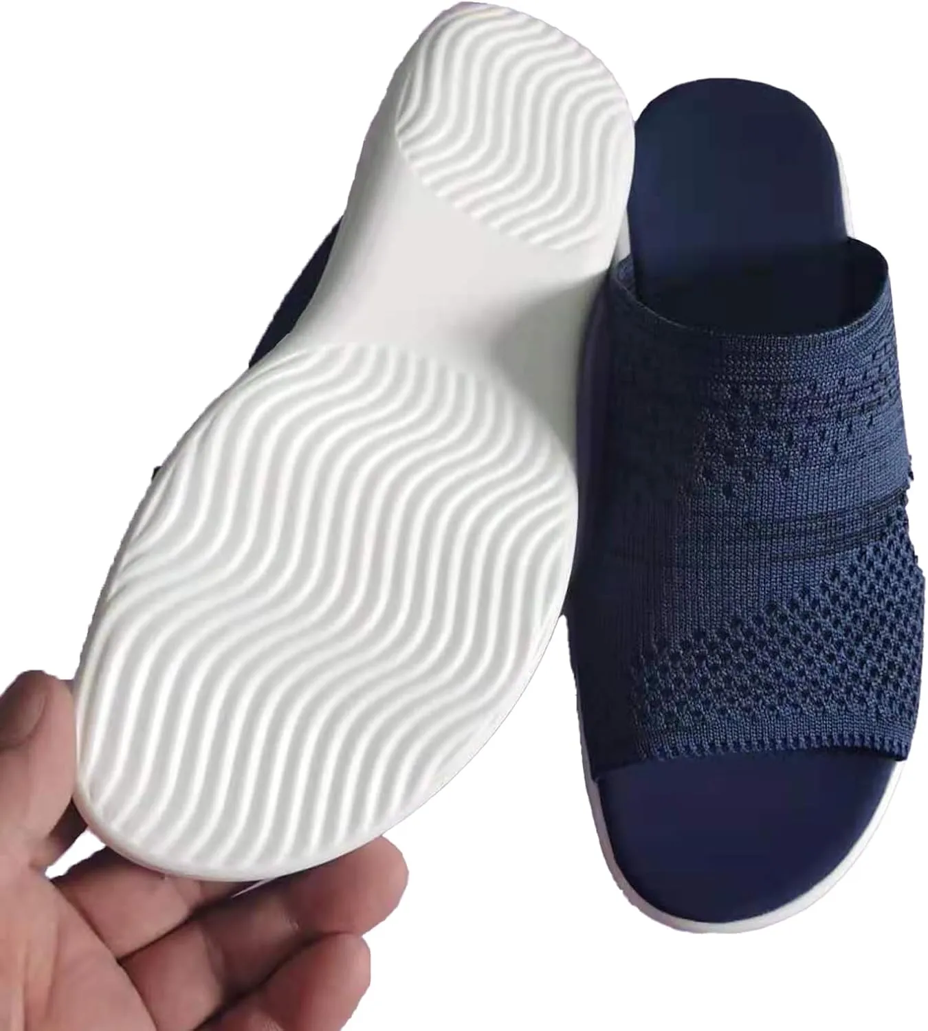 Women's Mesh Open Toe Hollow Platform Wedge Sandals Slip-On Summer Comfort Non-Slip Breathable Beach Fish Mouth Sandals