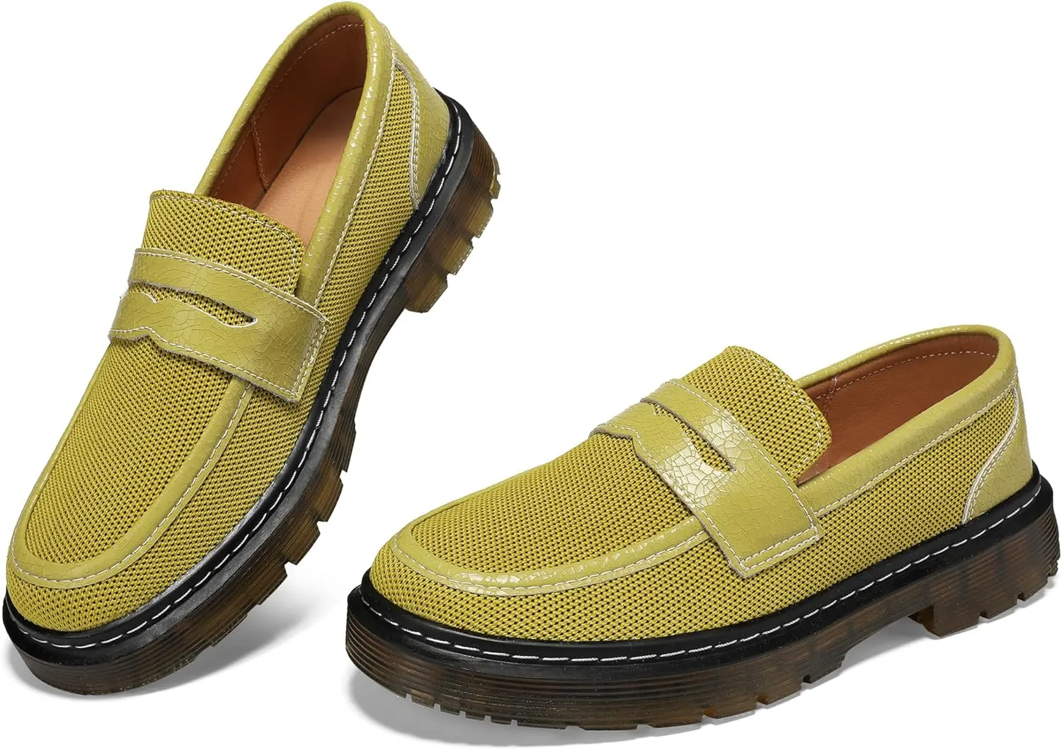 Women's Mesh Penny Loafers Breathable Knitted Flat Shoes Comfortable & Lightweight Slip-Ons