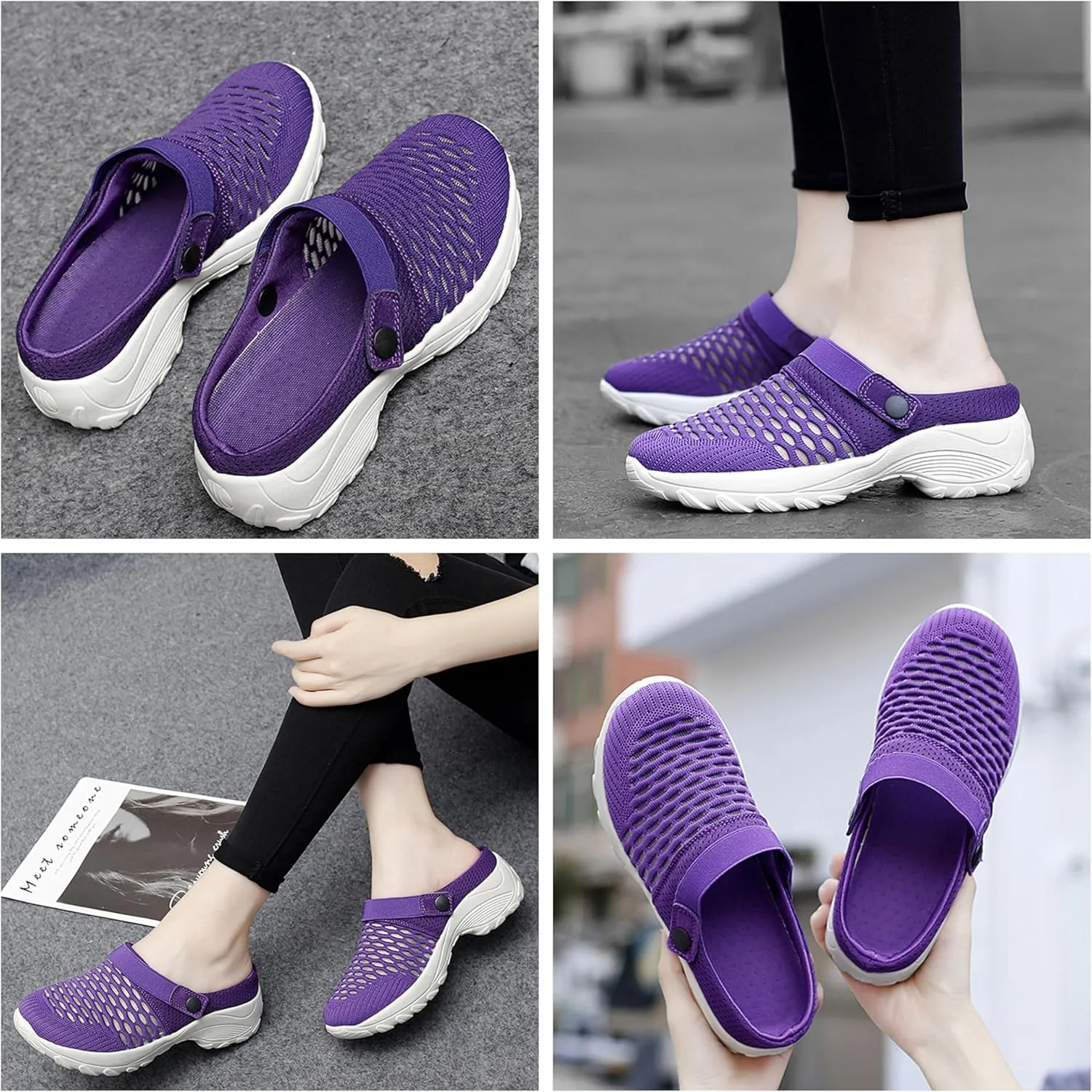 Women's Orthopedic Clogs, Sneaker Sandals, Womens Slip-on Air Walking Shoes, Lightweight Beach Shoes Outdoor Slippers Mesh Sandals