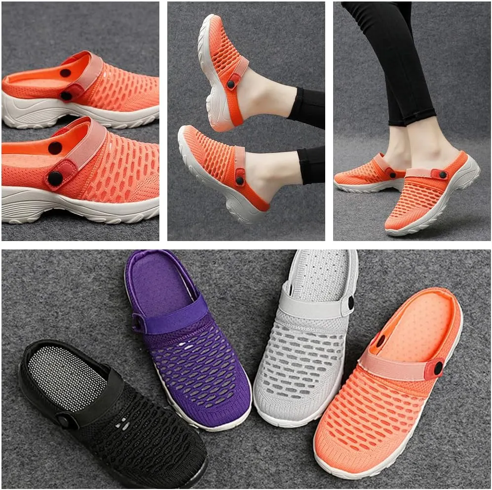 Women's Orthopedic Clogs, Sneaker Sandals, Womens Slip-on Air Walking Shoes, Lightweight Beach Shoes Outdoor Slippers Mesh Sandals