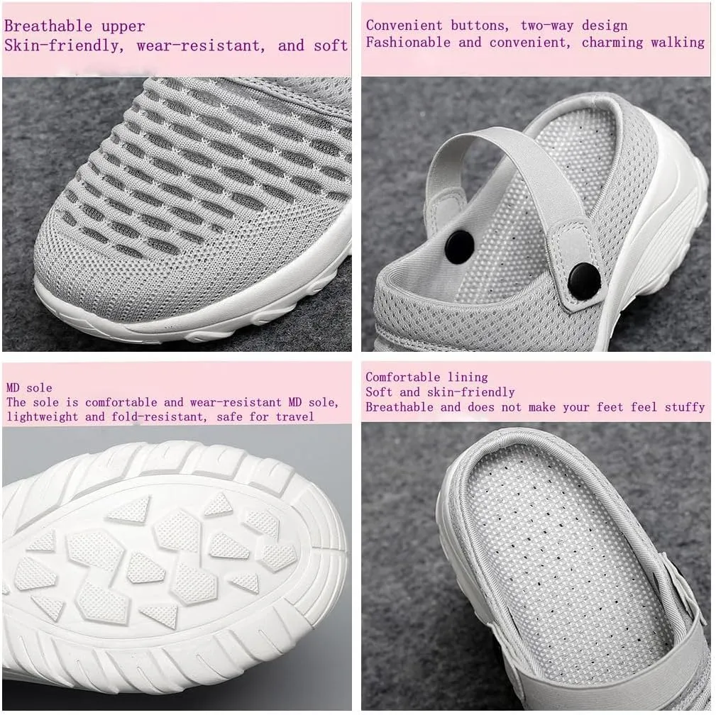 Women's Orthopedic Clogs, Sneaker Sandals, Womens Slip-on Air Walking Shoes, Lightweight Beach Shoes Outdoor Slippers Mesh Sandals