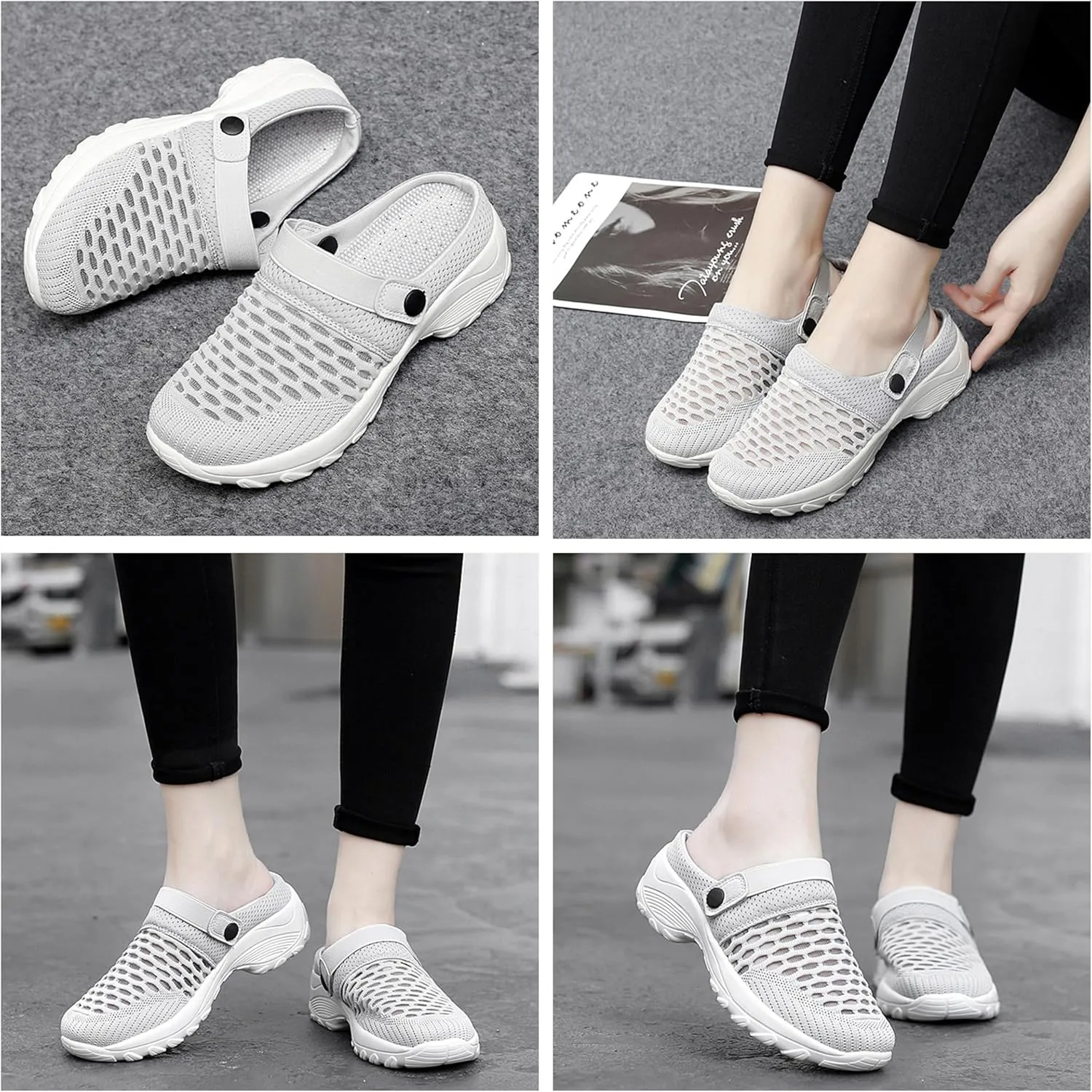 Women's Orthopedic Clogs, Sneaker Sandals, Womens Slip-on Air Walking Shoes, Lightweight Beach Shoes Outdoor Slippers Mesh Sandals