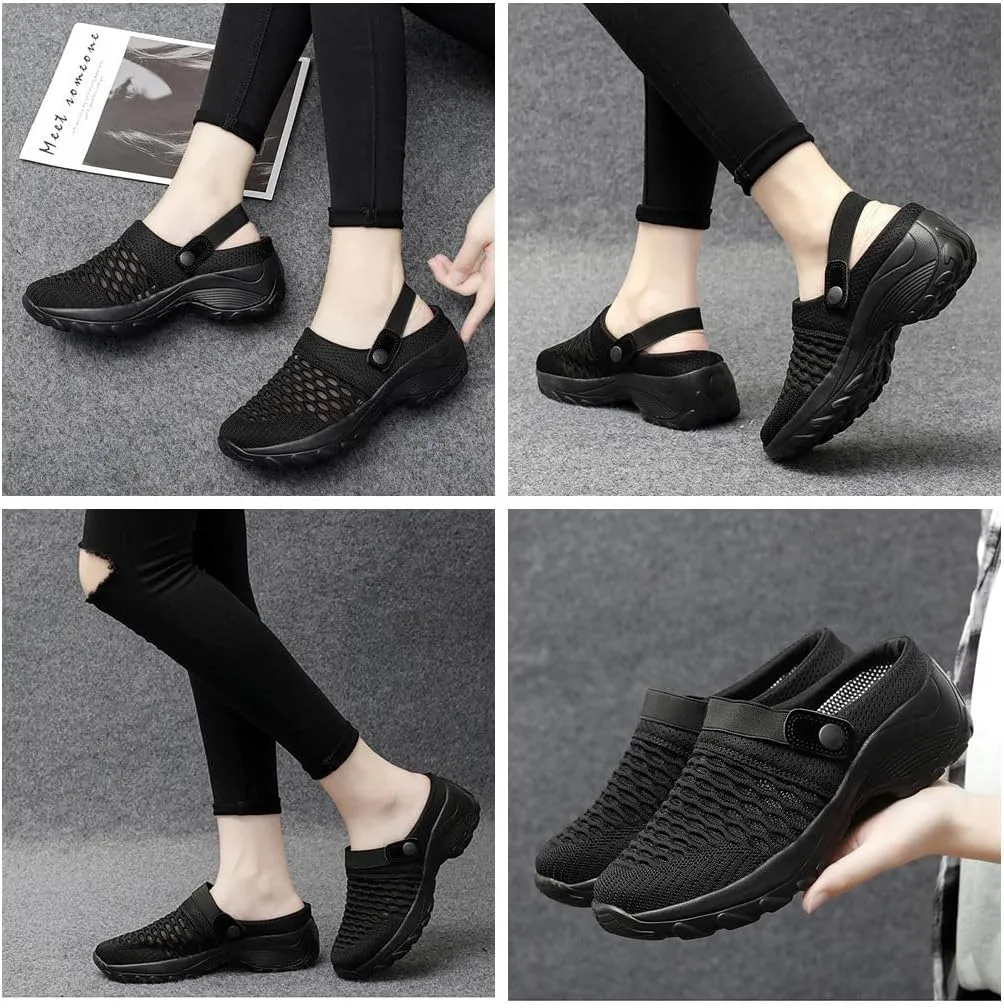 Women's Orthopedic Clogs, Sneaker Sandals, Womens Slip-on Air Walking Shoes, Lightweight Beach Shoes Outdoor Slippers Mesh Sandals