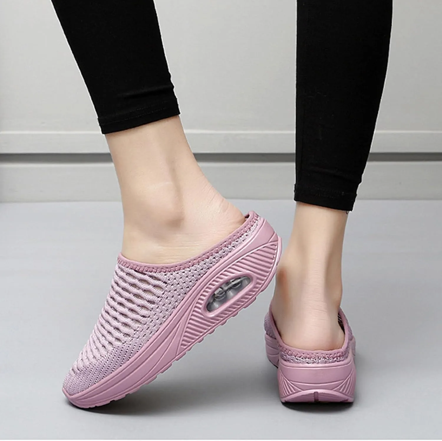 Womens Orthopedic Slippers Summer Lightweight Slip On Soft Sole Mules with Arch Support Casual Comfortable Mesh Hollow Out Closed Toe Open Back Walking Shoes