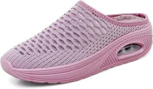 Womens Orthopedic Slippers Summer Lightweight Slip On Soft Sole Mules with Arch Support Casual Comfortable Mesh Hollow Out Closed Toe Open Back Walking Shoes