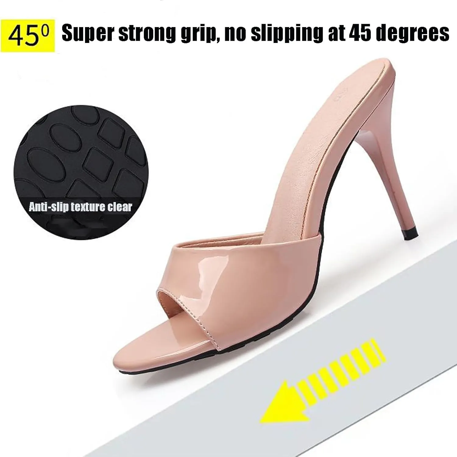 Women's Patent Leather Stiletto High Heel Sandals Round Open Toe Slip-on Sexy Wedding Prom Party Dress Slippers Sandals Grace Formal Office Business Slippers