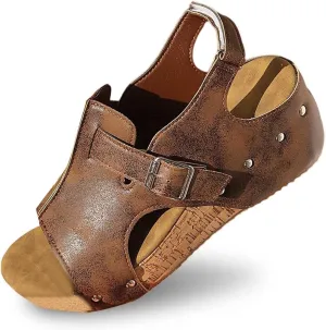 Women's Sandals Summer Beach Wedge Sandals Comfortable Platform Sandals Open Toe Buckle Ankle Strap Cork Shoes