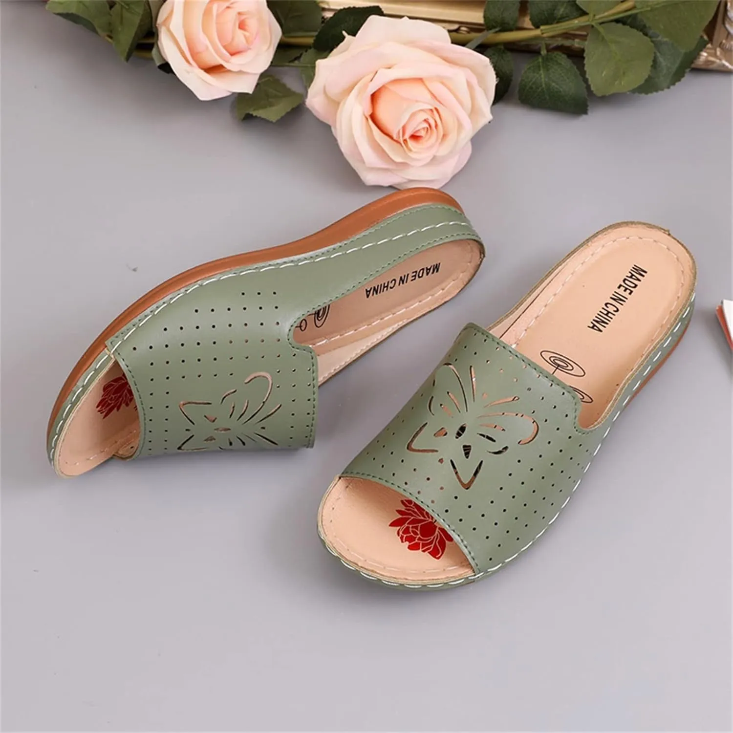Women's Slide Sandals Ladies Hollow Slippers Summer Sandals Spring And Fashion Roman Flat Women's