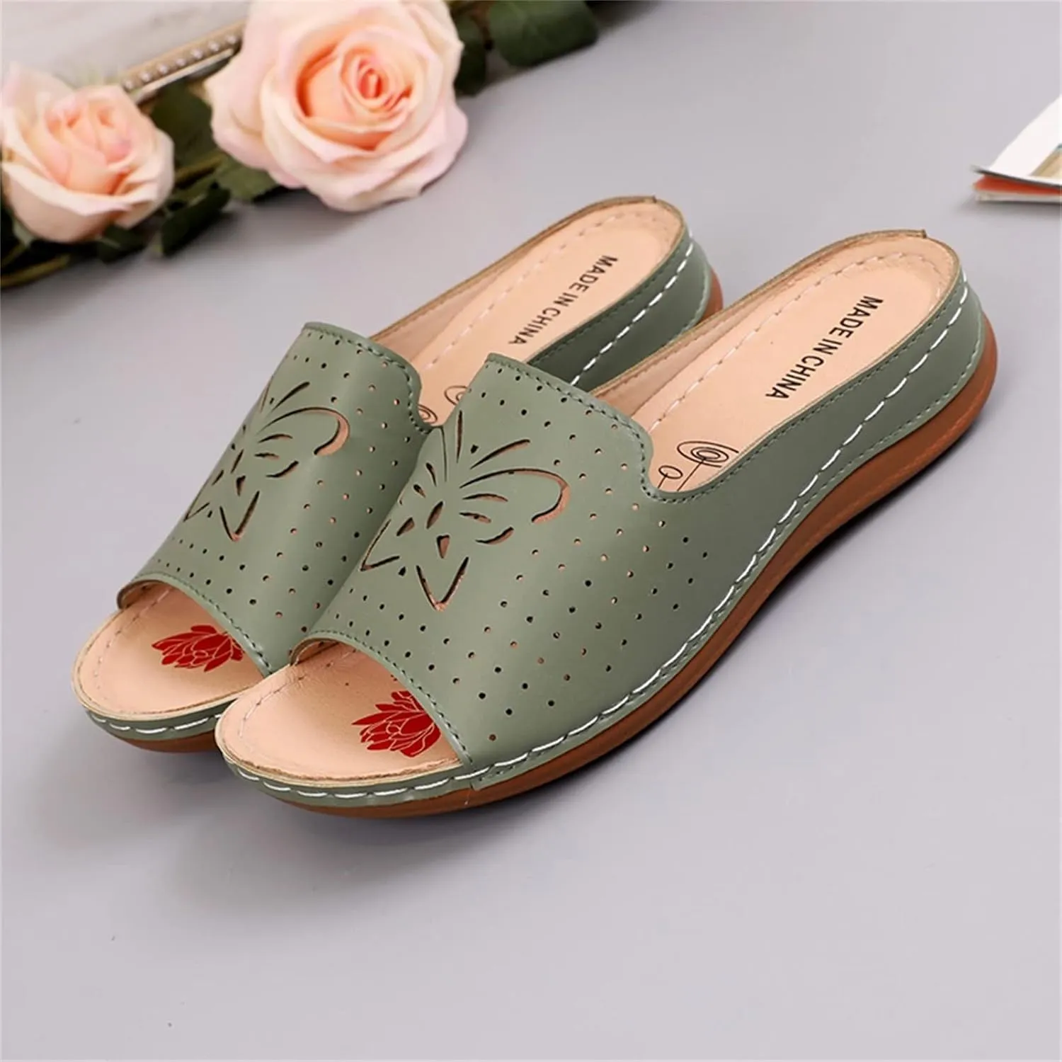 Women's Slide Sandals Ladies Hollow Slippers Summer Sandals Spring And Fashion Roman Flat Women's