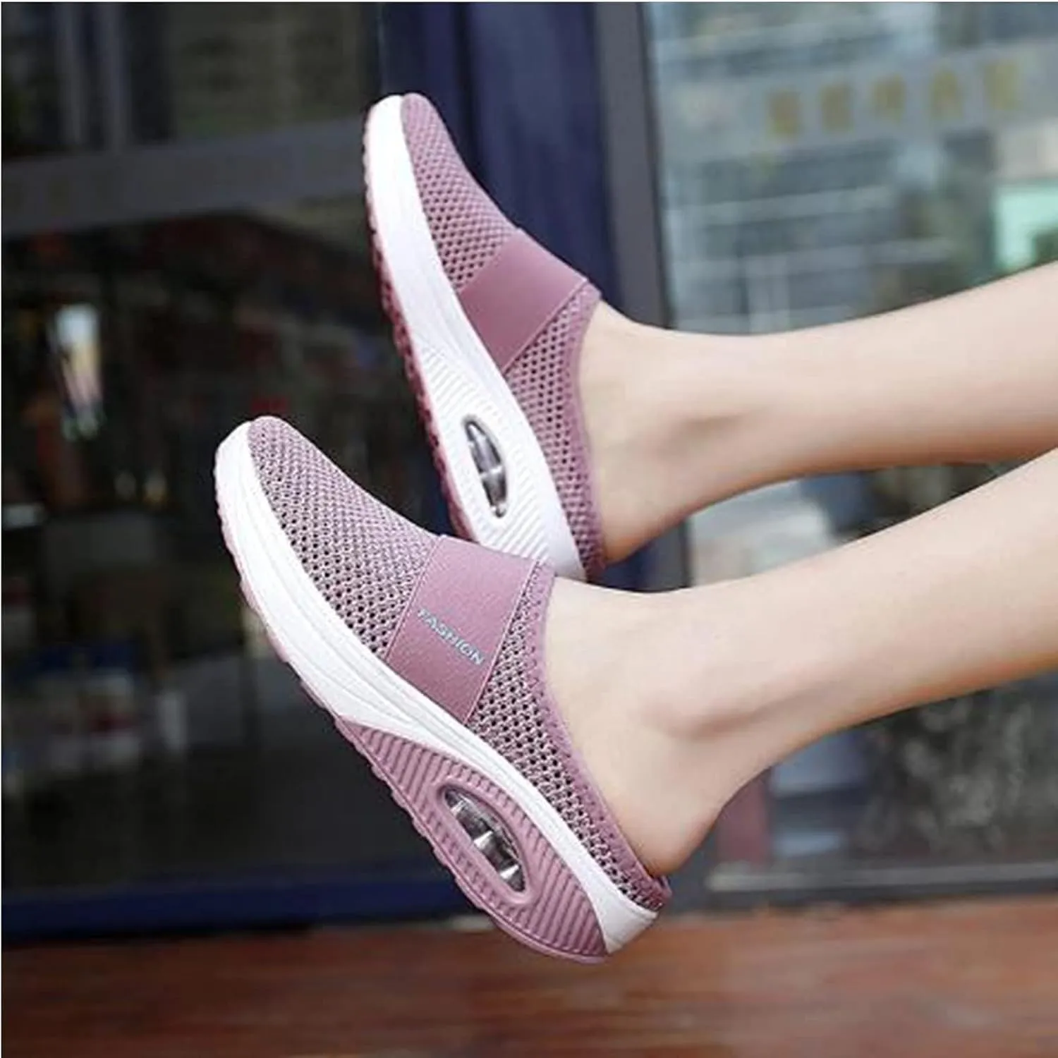 Womens Slip On Clogs and Mules Diabetic Air-Cushion Slip-On Walking Shoes Breathable Slippers Closed Toe Slides Orthopedic Diabetic Shoes with Arch-Support