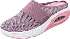 Womens Slip On Clogs and Mules Diabetic Air-Cushion Slip-On Walking Shoes Breathable Slippers Closed Toe Slides Orthopedic Diabetic Shoes with Arch-Support
