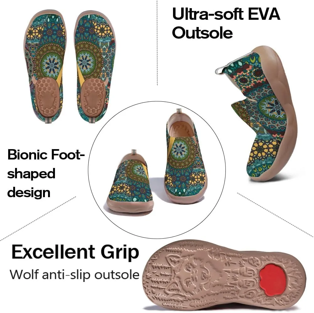 Women's Slip-On Loafers Painted Travel Shoes Walking Breathable Knit Mesh Ladies Fashion Art Sneaker