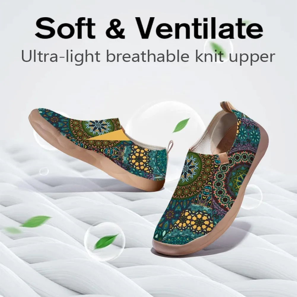 Women's Slip-On Loafers Painted Travel Shoes Walking Breathable Knit Mesh Ladies Fashion Art Sneaker