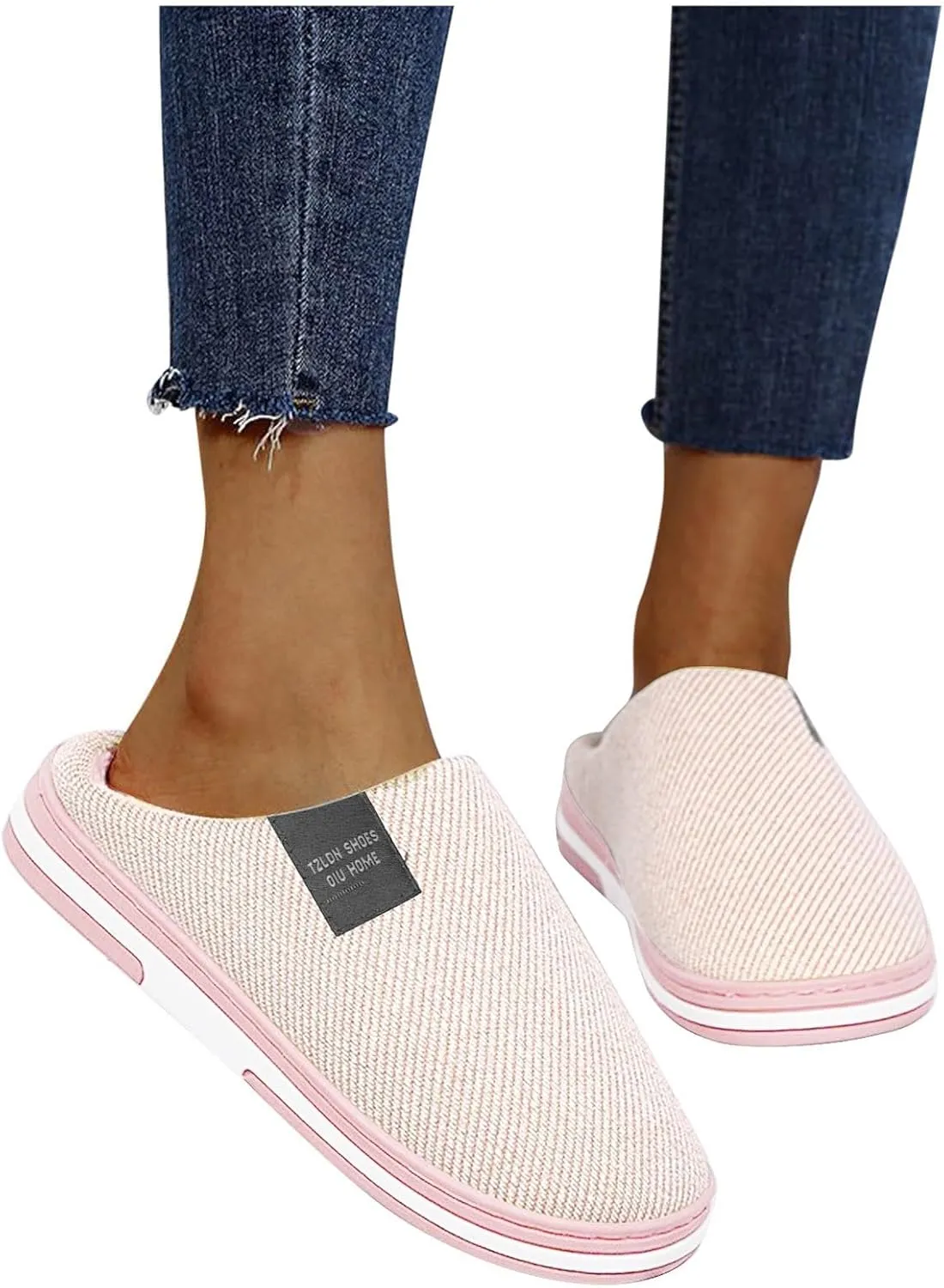 Womens Slippers Fashion Winter Warm Bedroom Shoes Soft Warm Slip On House Slippers Cozy Memory Foam Slippers