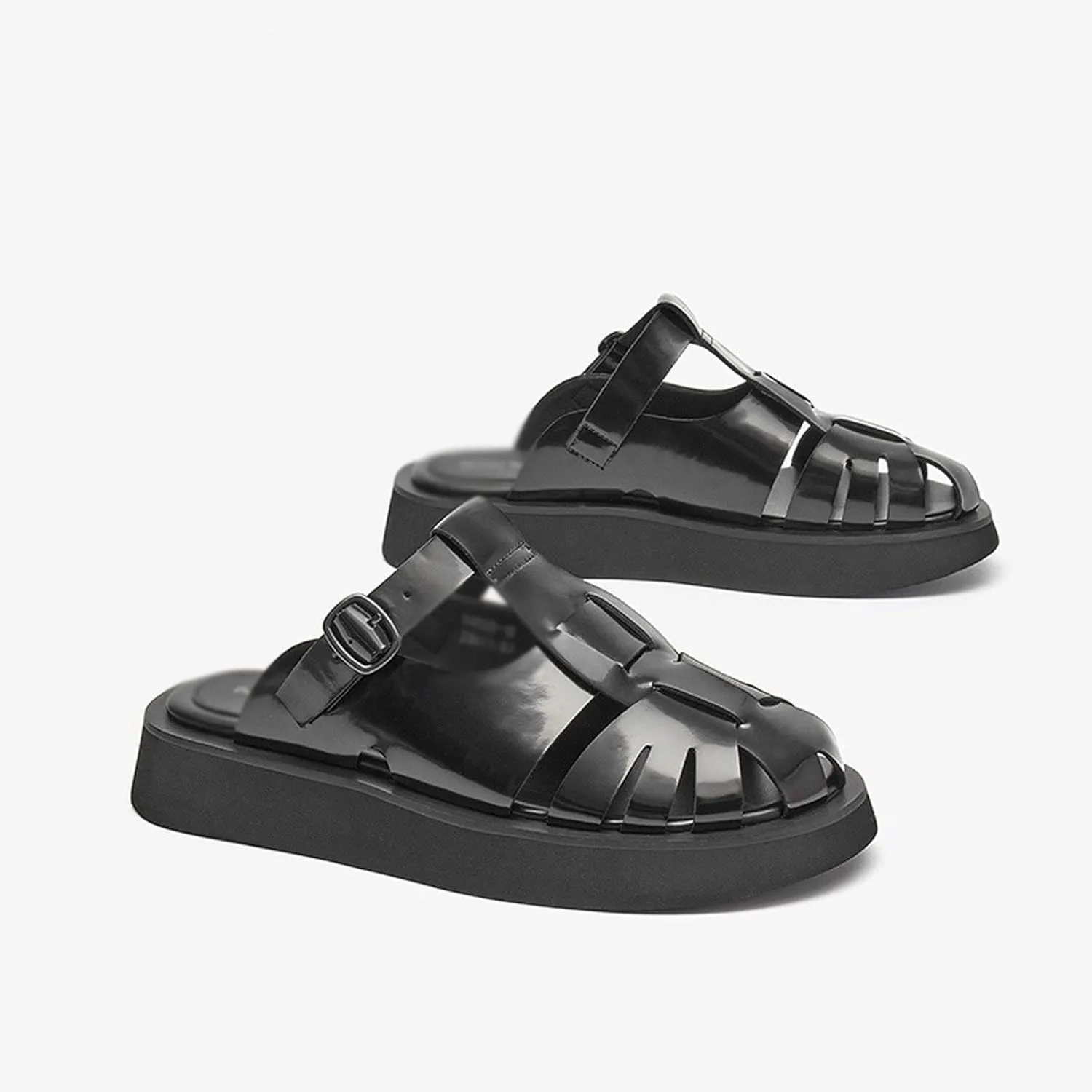 Womens Slippers Summer Mule Shoes Women Genuine Cow Leather Straw Woven Metal Buckle Strap Female Sandal Slippers Handmade