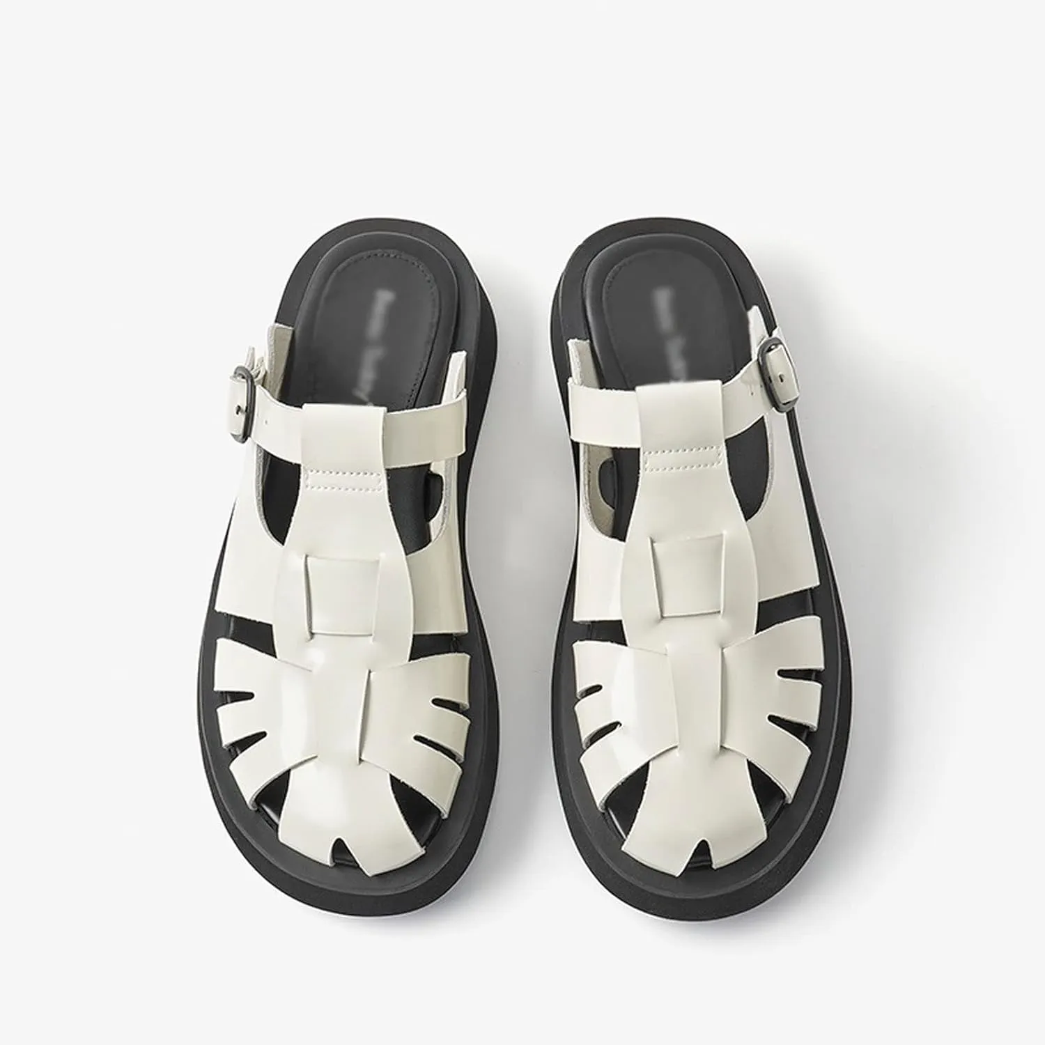 Womens Slippers Summer Mule Shoes Women Genuine Cow Leather Straw Woven Metal Buckle Strap Female Sandal Slippers Handmade