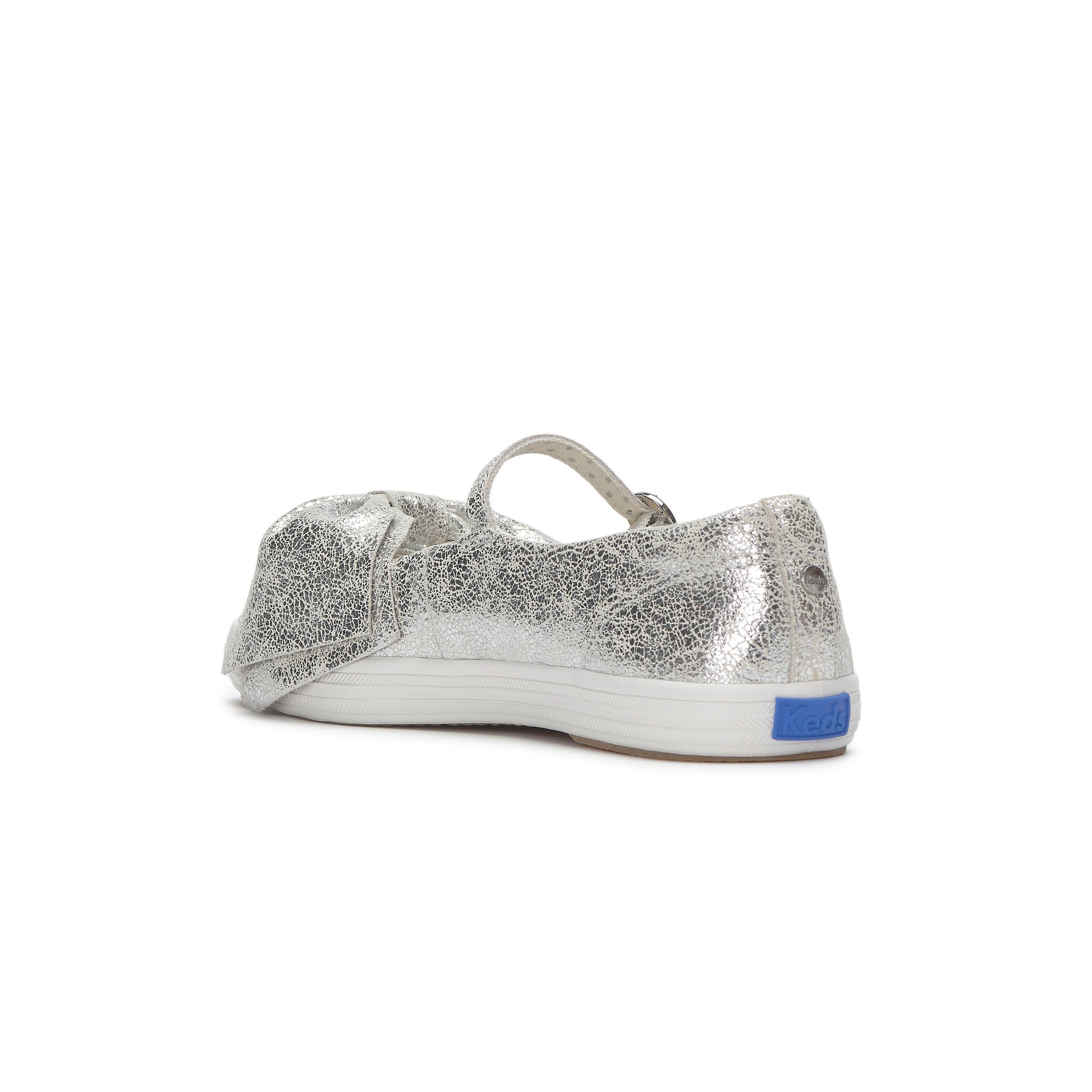 Women's Square Toe Mary Jane Bow Distressed Silver
