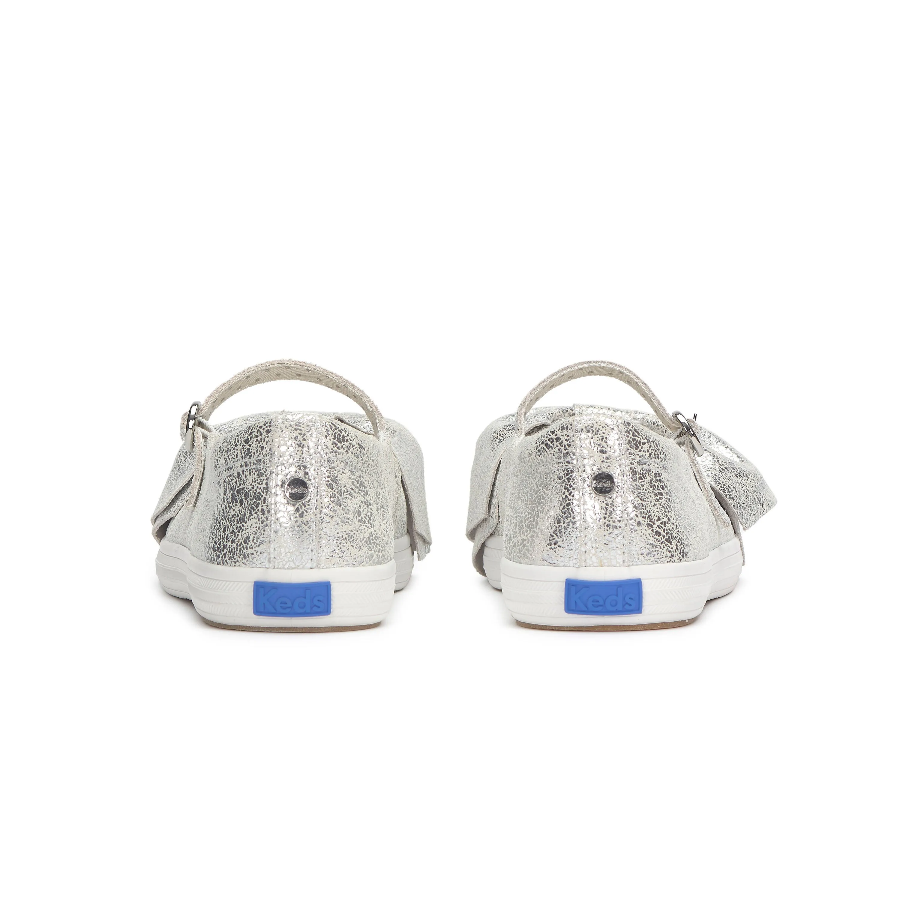 Women's Square Toe Mary Jane Bow Distressed Silver