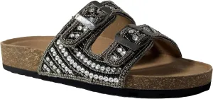 Women's Suede Cork Footbed Handmade Beaded Slide Sandal