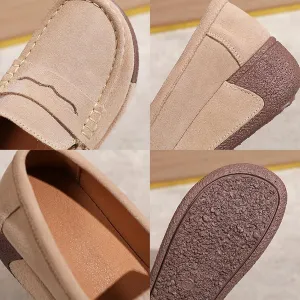 Women's Suede Slip-On Flat Loafers, Women Lightweight Soft Sole Casual Work Boat Shoes Classic Casual Driving Loafers