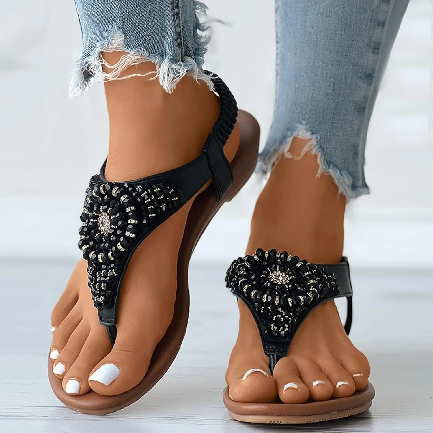 Women's Versatile Flat Sandals Comfortable Ankle Strap Outdoor Walking Shoes Soft Soled Sandals for Women