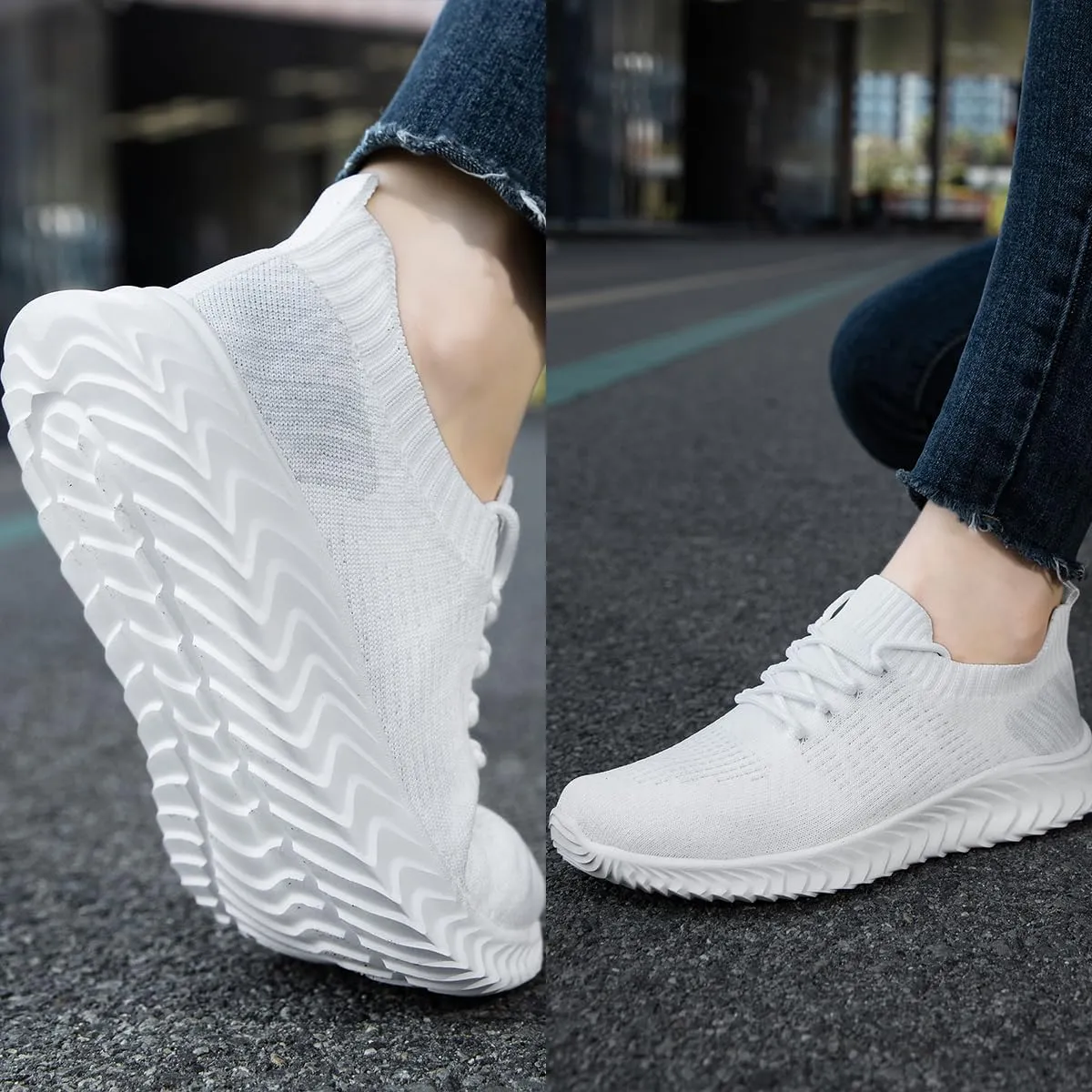 Womens Walking Shoes Slip On Casual Tennis Running Sport Workout Athletic Gym Sneakers Lightweight Breathable Non Slip Training Trainers