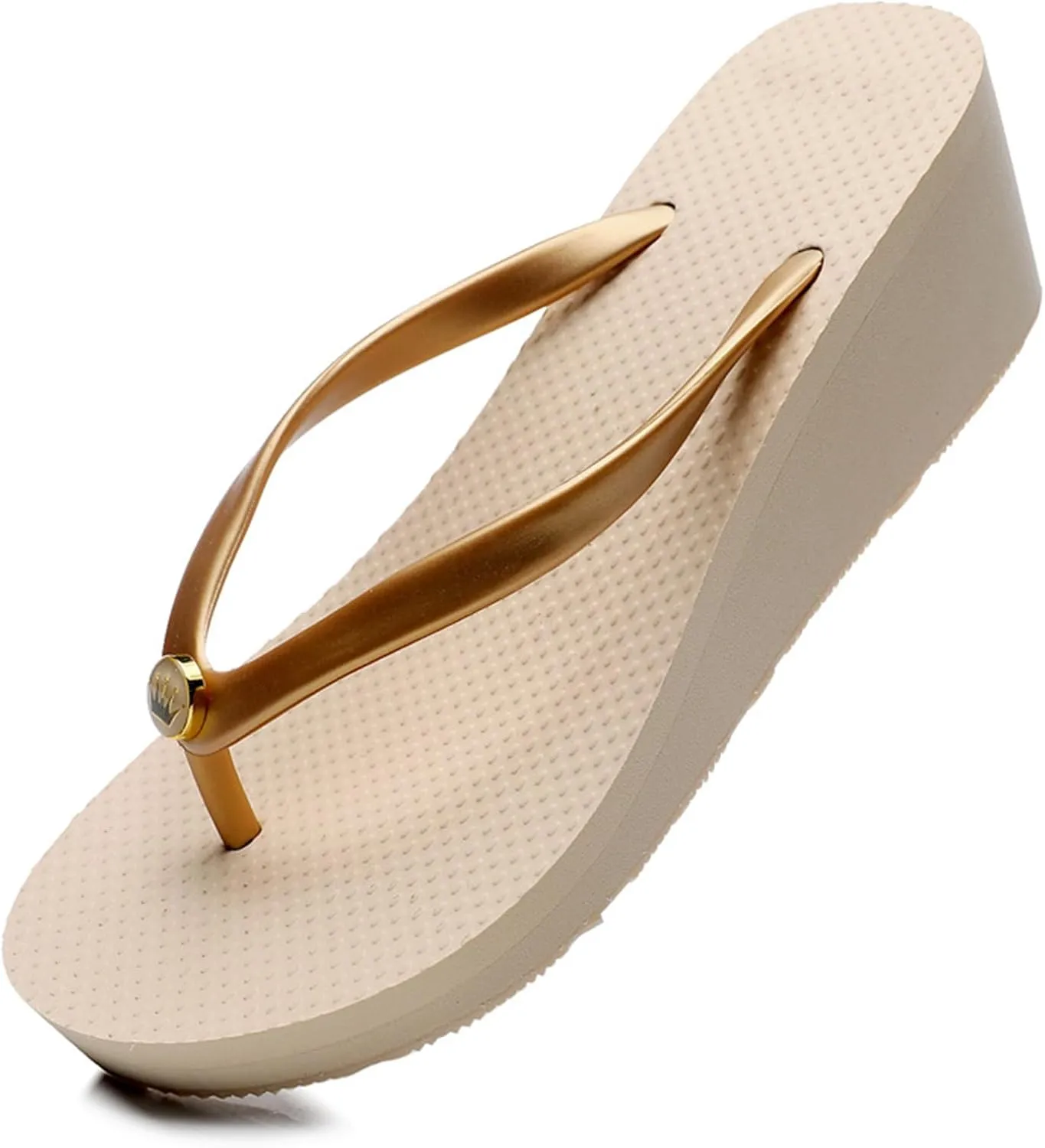 Women's Wedge Flip-flops Heeled,Women's summer casual fashion thick-soled sandal,6cm women's wedge-heeled beach slippers