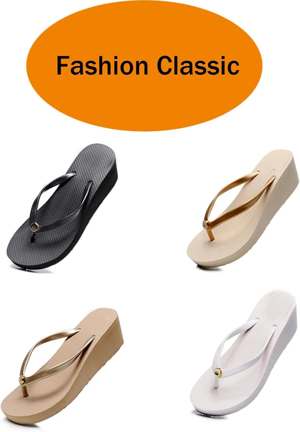Women's Wedge Flip-flops Heeled,Women's summer casual fashion thick-soled sandal,6cm women's wedge-heeled beach slippers