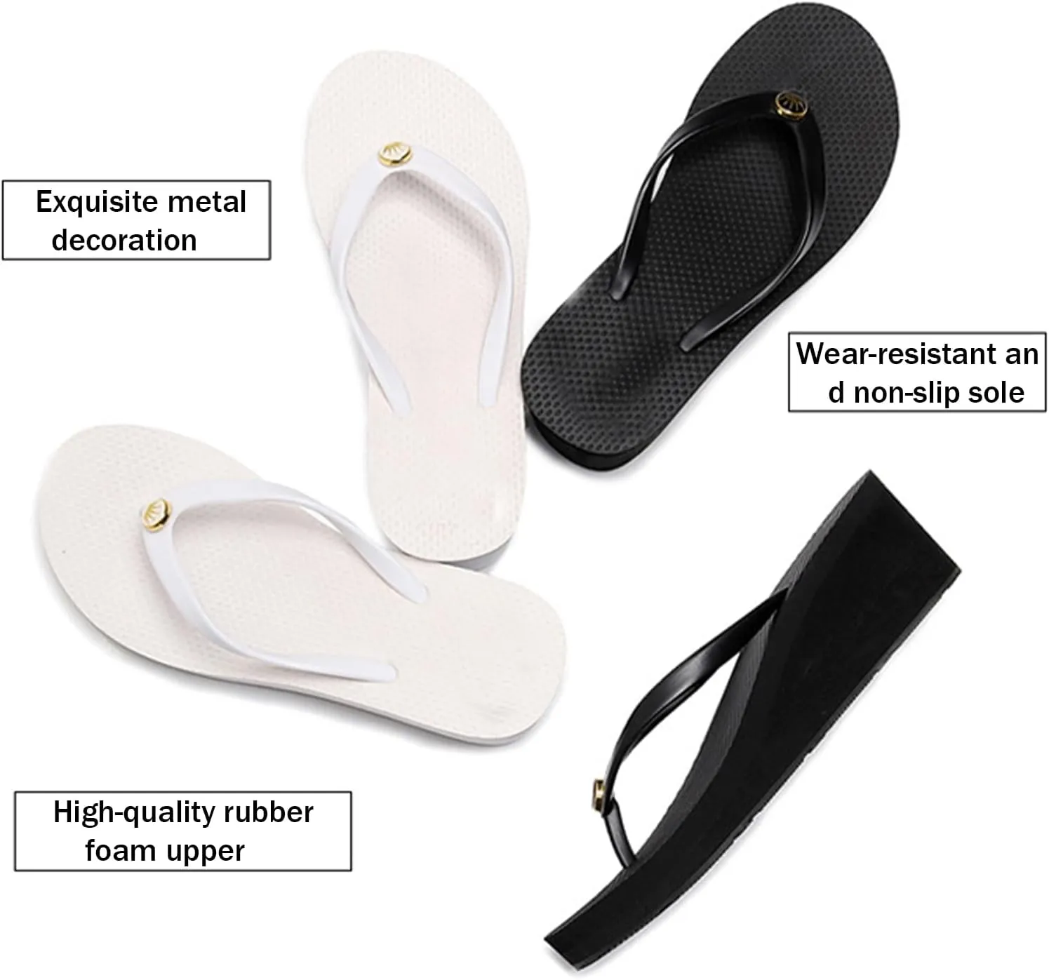 Women's Wedge Flip-flops Heeled,Women's summer casual fashion thick-soled sandal,6cm women's wedge-heeled beach slippers